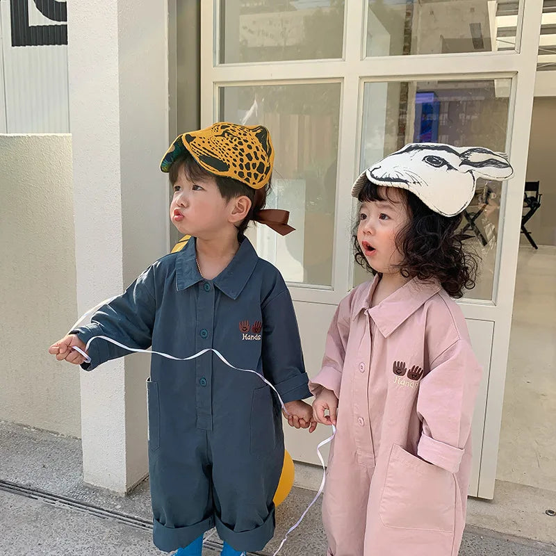 Kids Letter Embroidery Long Sleeve Jumpsuit
