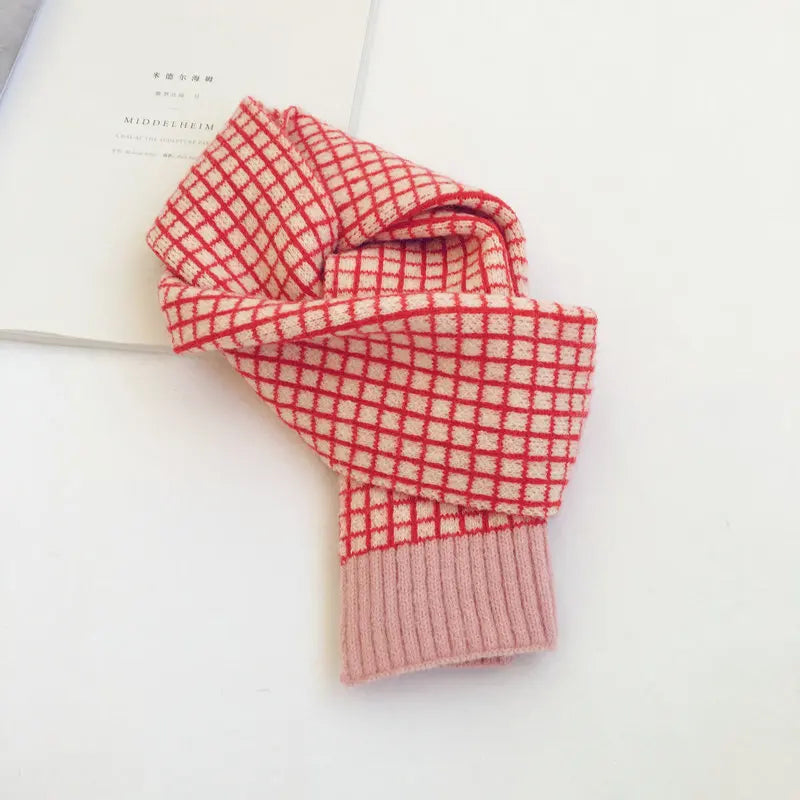 Kids Plaid Knit Winter Scarf