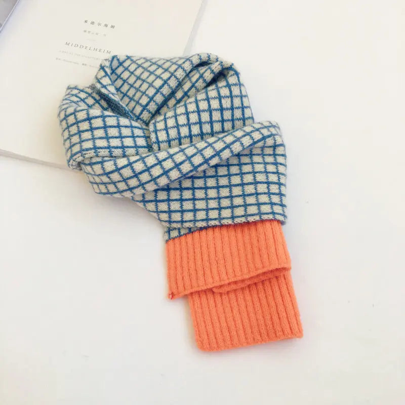 Kids Plaid Knit Winter Scarf