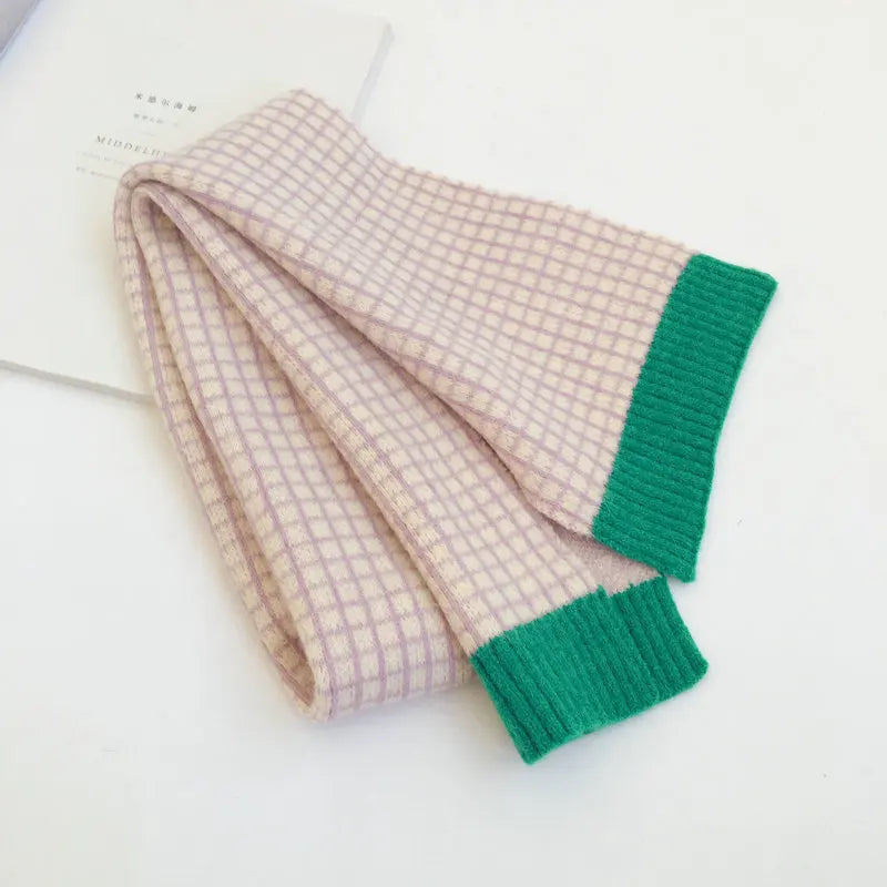 Kids Plaid Knit Winter Scarf