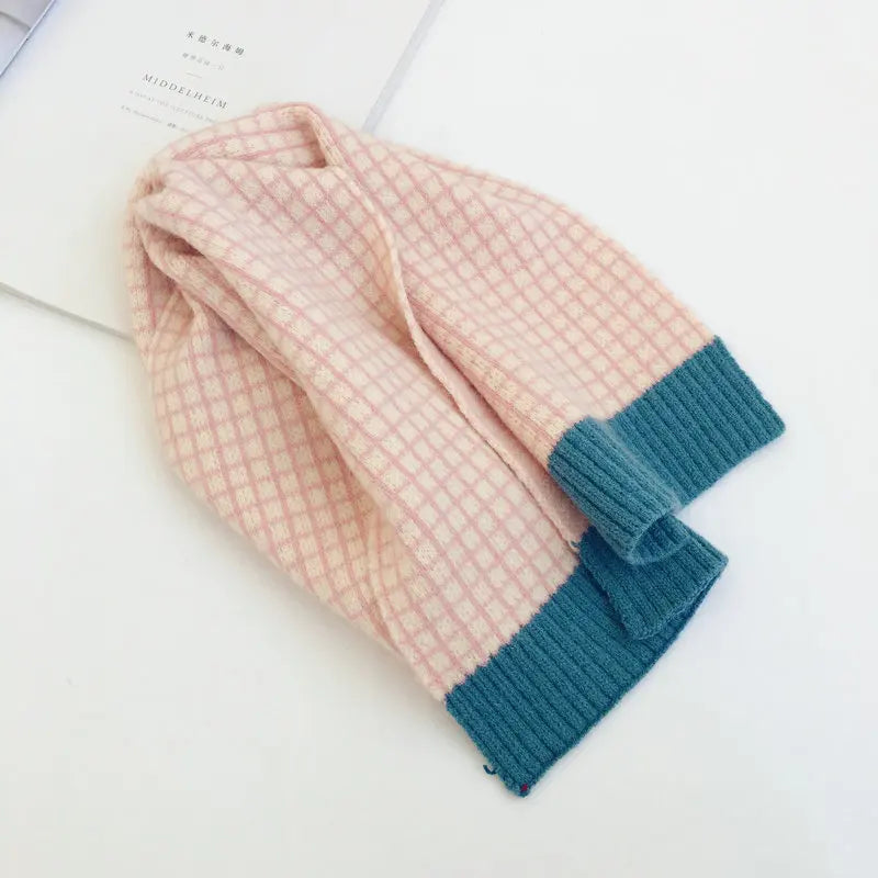 Kids Plaid Knit Winter Scarf