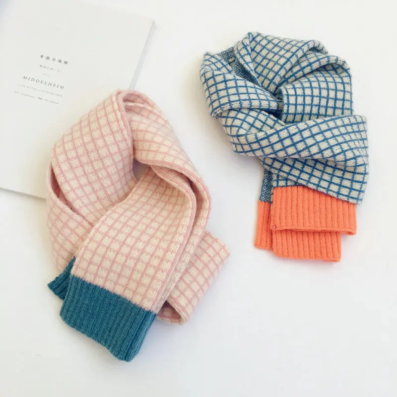Kids Plaid Knit Winter Scarf
