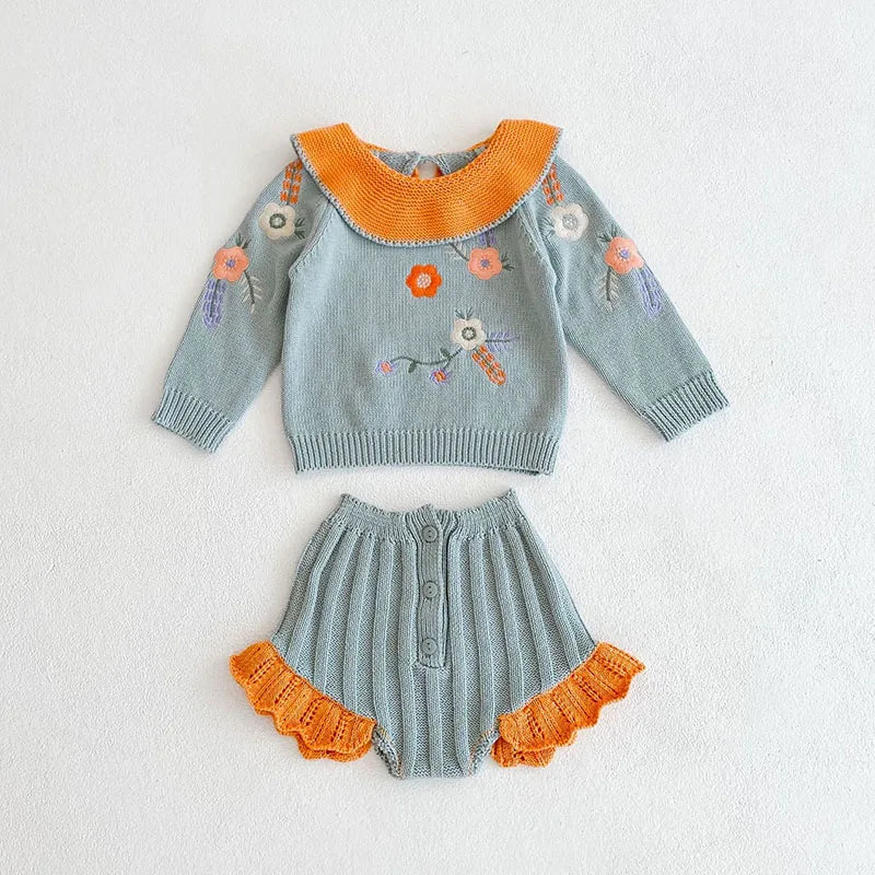Two-Piece Set Kids Knit Sweater and Bloomer