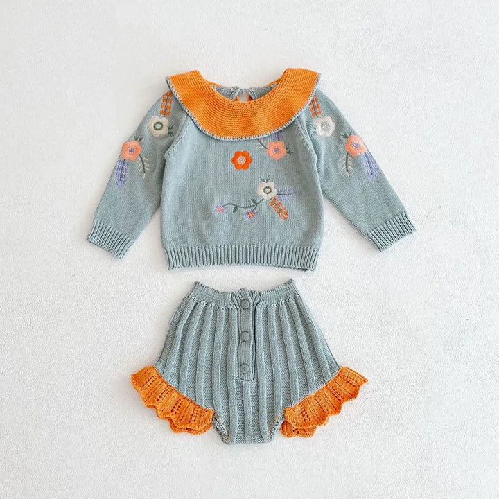 Two-Piece Set Kids Knit Sweater and Bloomer
