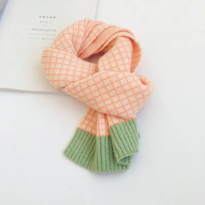 Kids Plaid Knit Winter Scarf