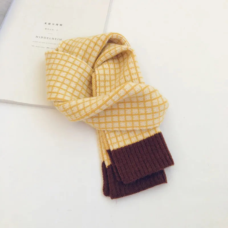 Kids Plaid Knit Winter Scarf