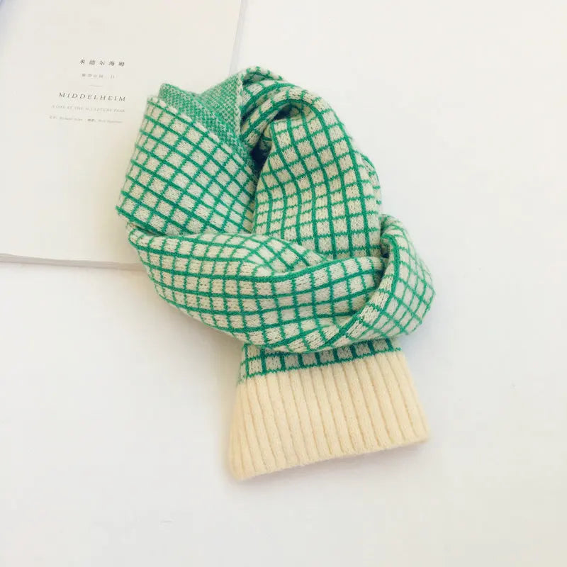 Kids Plaid Knit Winter Scarf