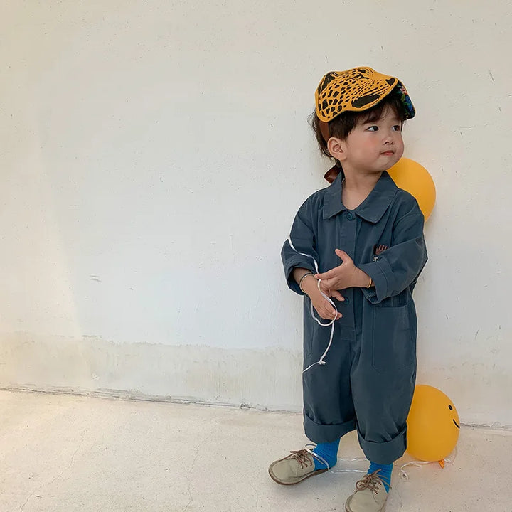 Kids Letter Embroidery Long Sleeve Jumpsuit