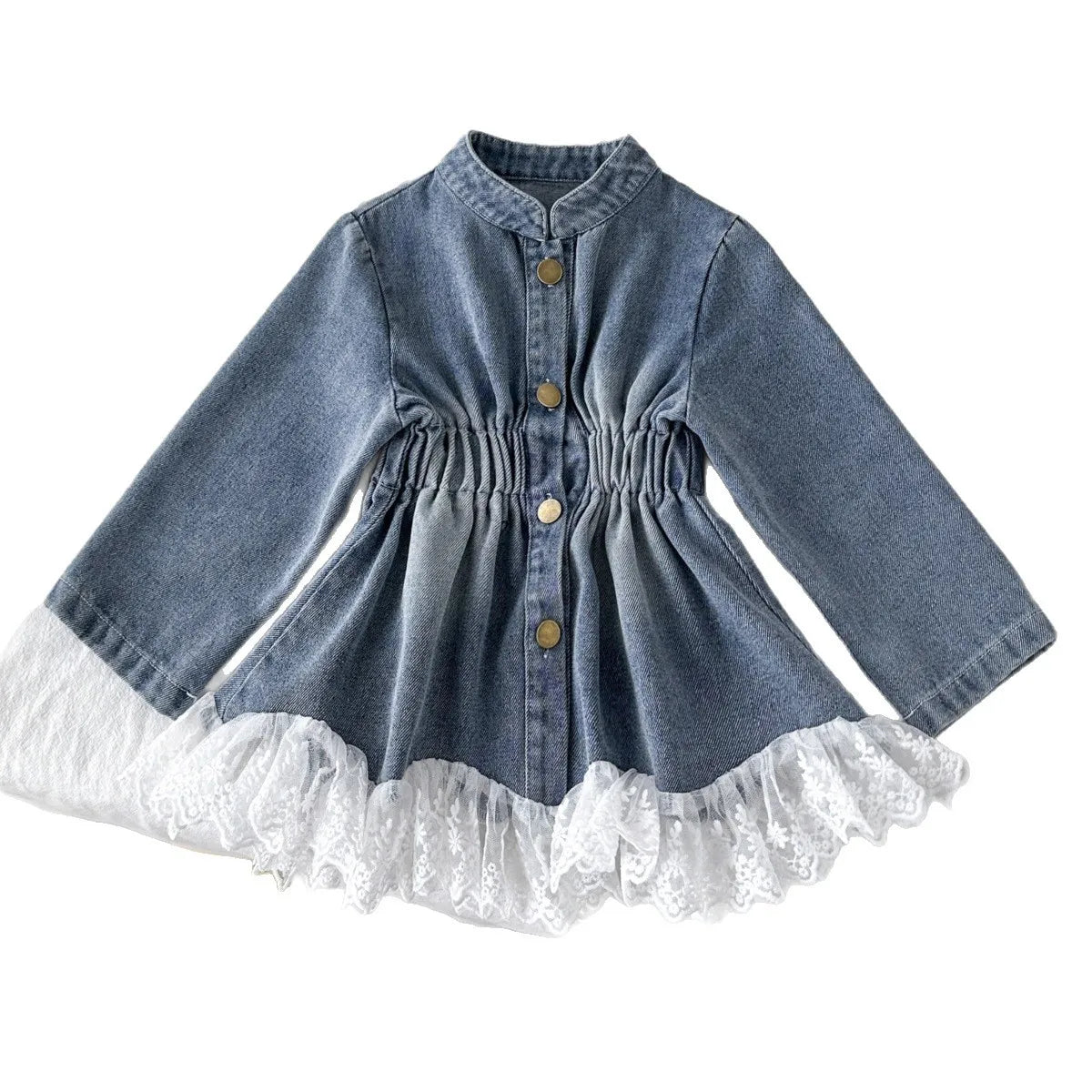 Kids Denim Jacket with Lace Trim