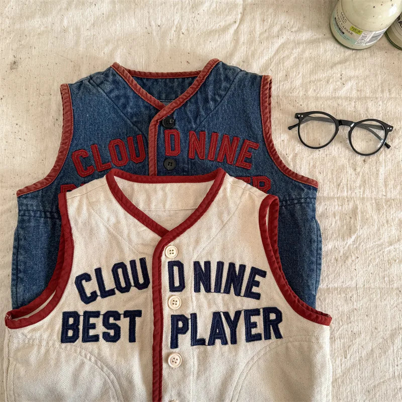Cloud Nine Embroidery Denim Vest