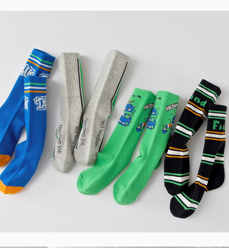 Kids Striped Athletic Knee Socks