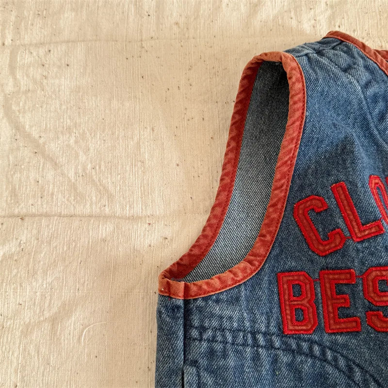 Cloud Nine Embroidery Denim Vest