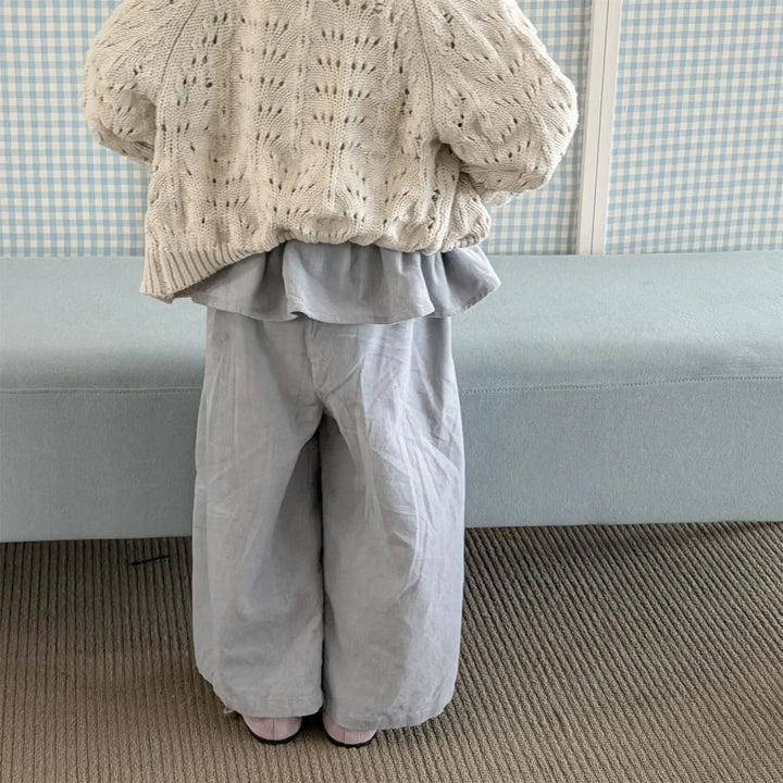 Kids Corduroy Ruffle Wide Leg Pants