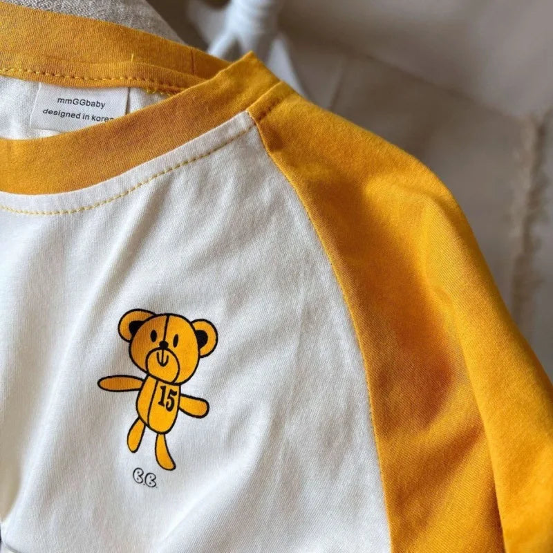 Kids Cartoon Patchwork Long Sleeve Tee