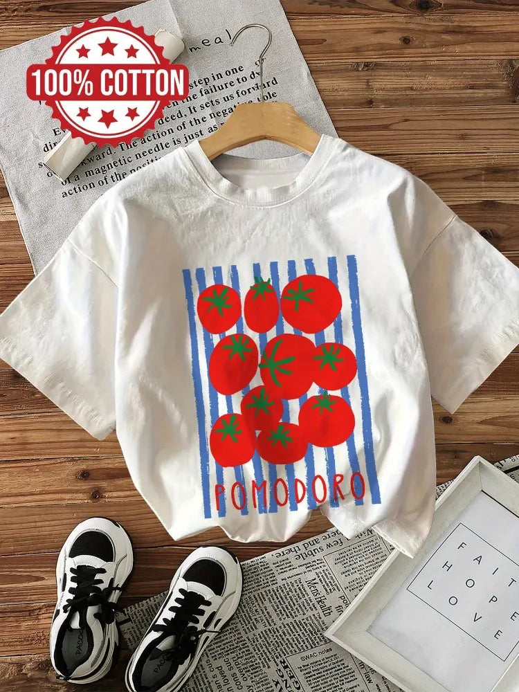 Tomato Stripe Cotton Kids T-Shirt