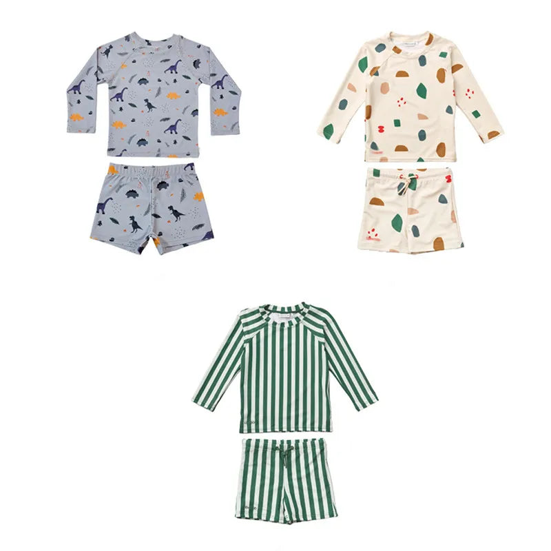 Two-Piece Set Kids Swim Top and Shorts