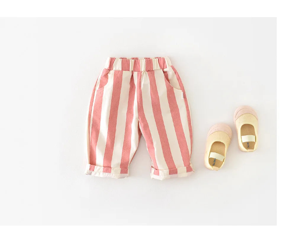Striped Cotton Casual Pants