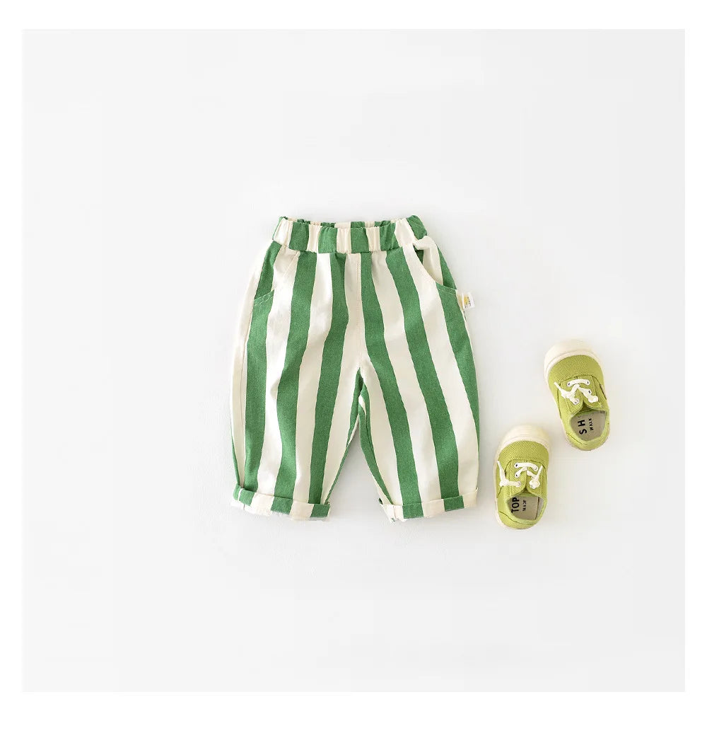 Striped Cotton Casual Pants