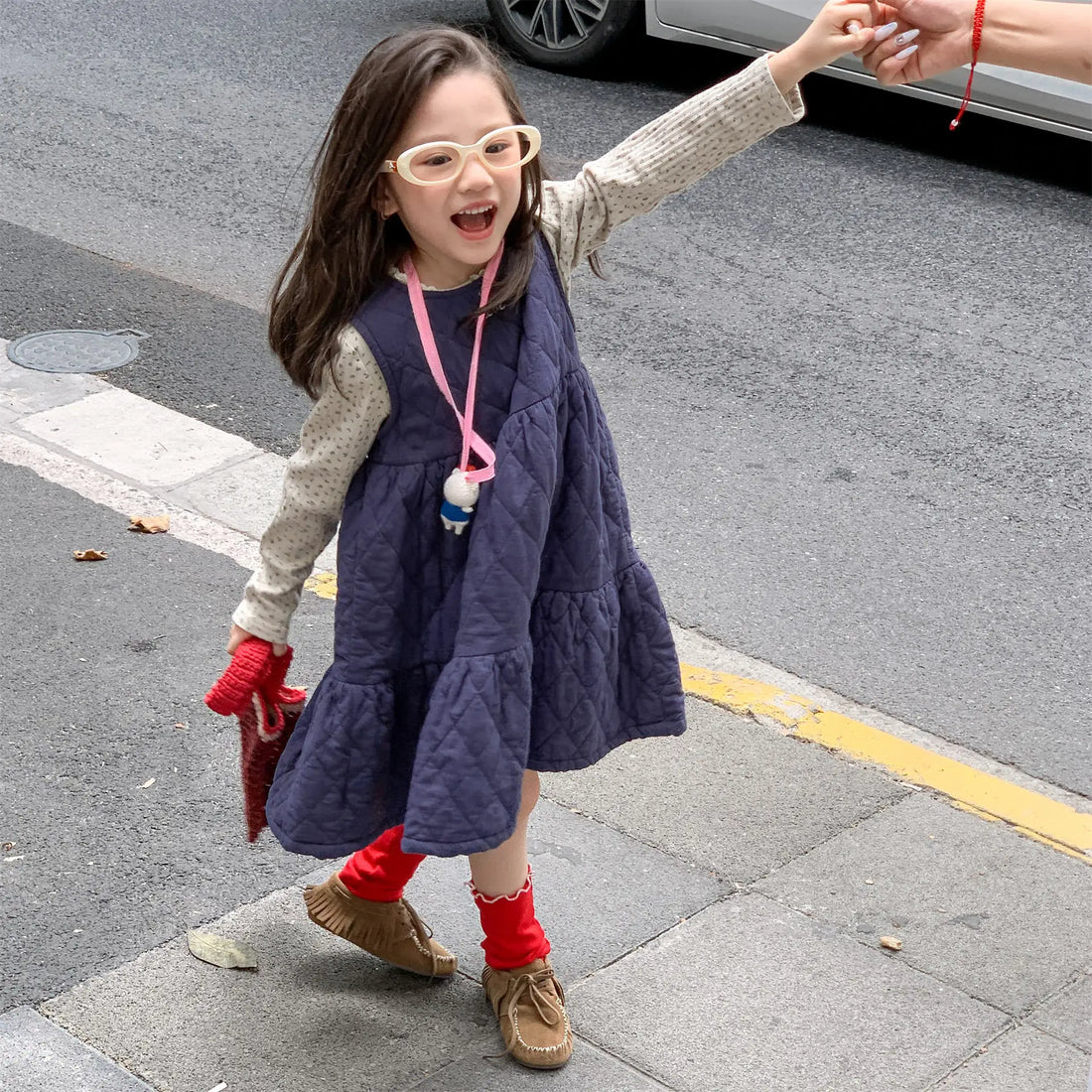 Kids Padded Embroidery Vest Dress
