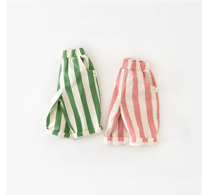 Striped Cotton Casual Pants