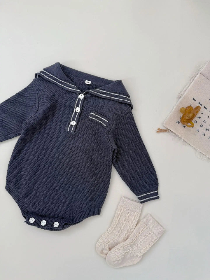 Kids Knit Sailor Collar Bodysuit