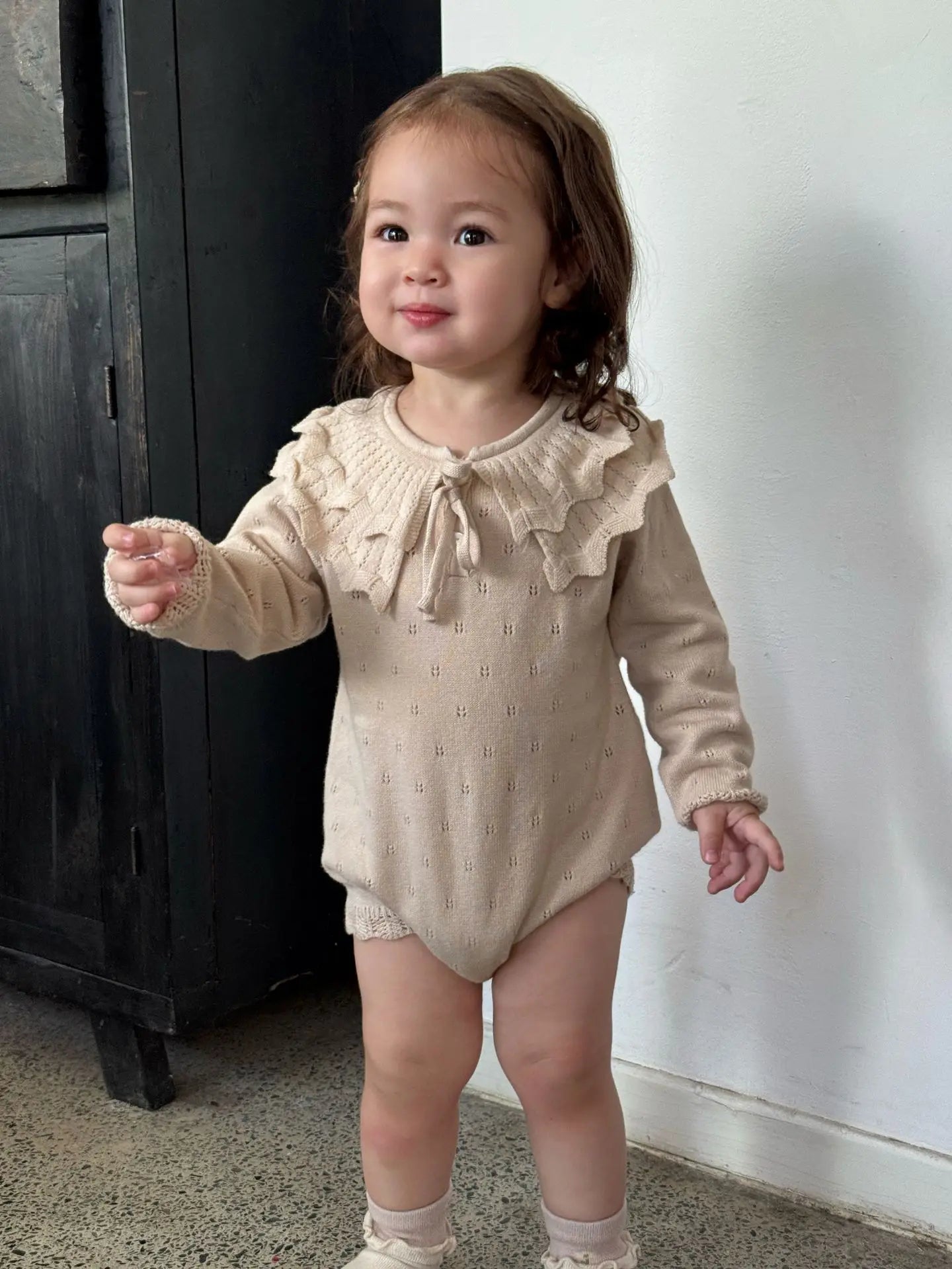 Kids Knit Ruffle Collar Bodysuit