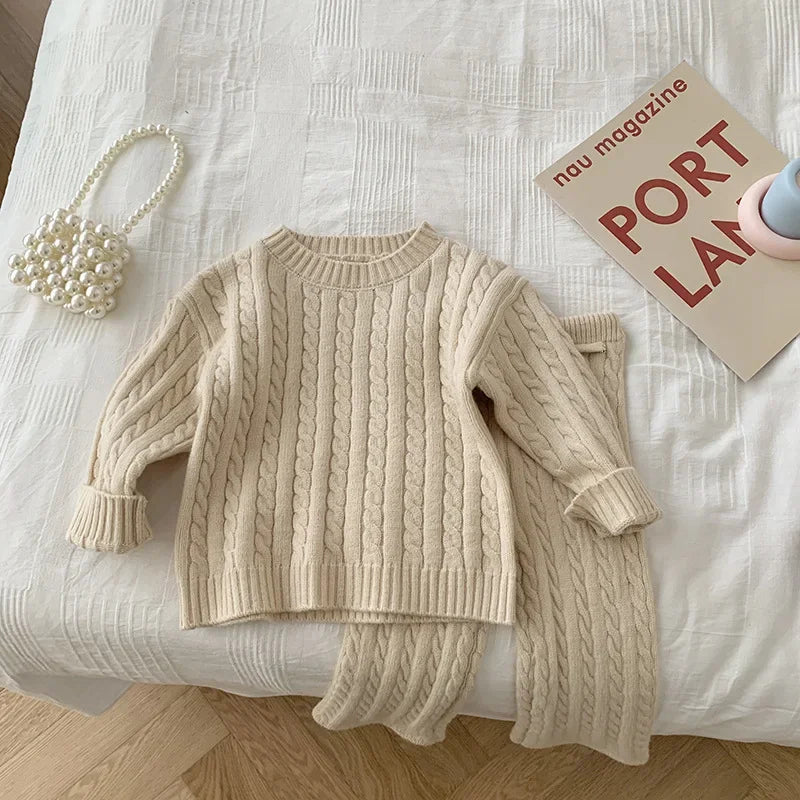 Two-Piece Set Kids Knit Sweater and Pants