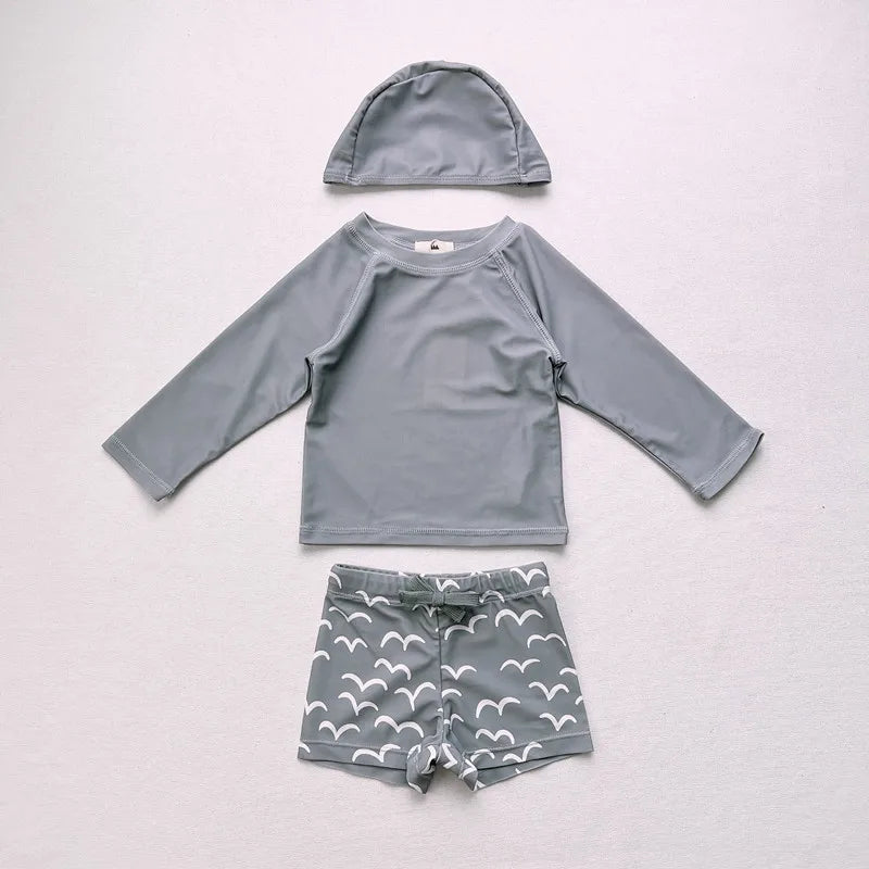 Two-Piece Set Kids Swim Top and Shorts