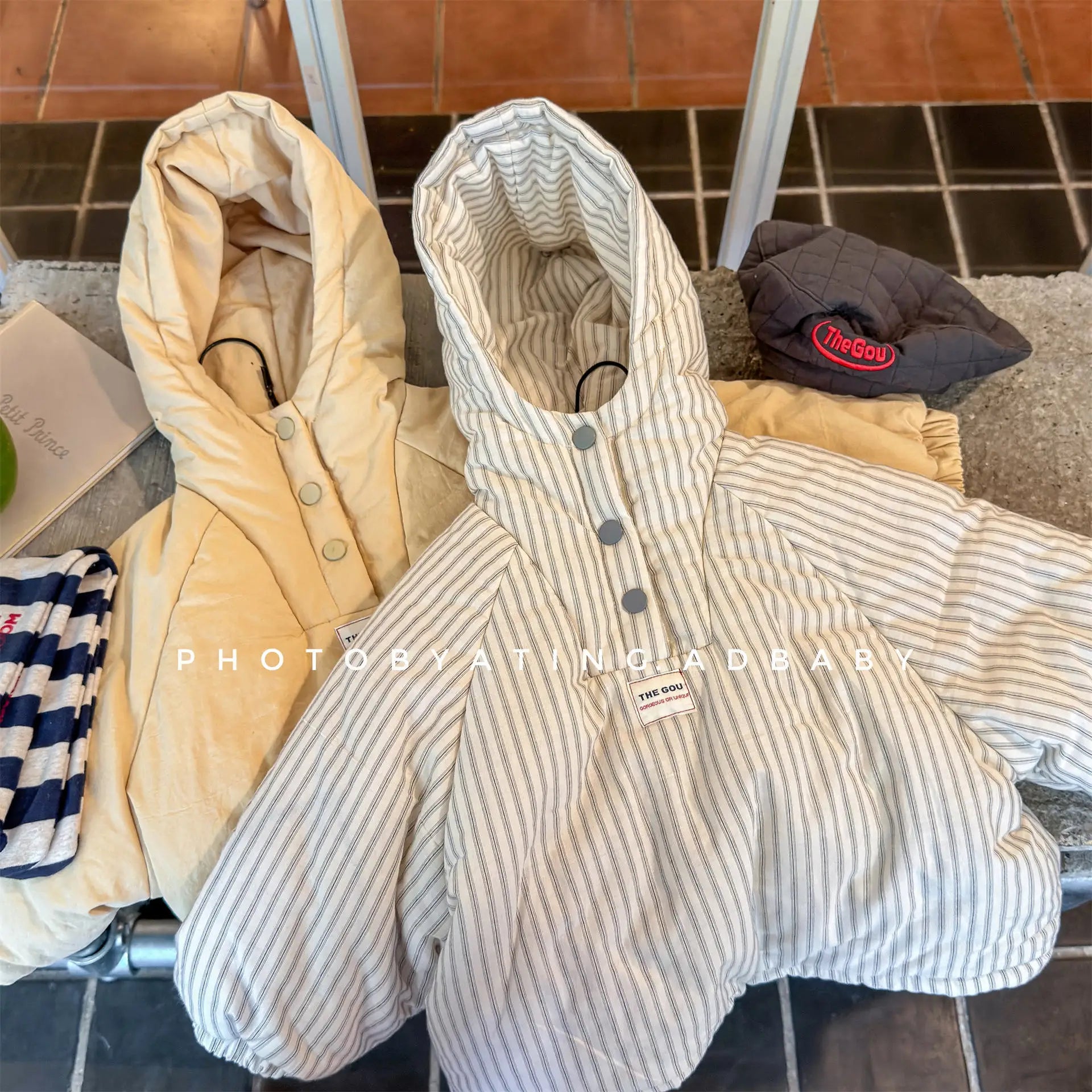 Kids Striped Hooded Winter Coat