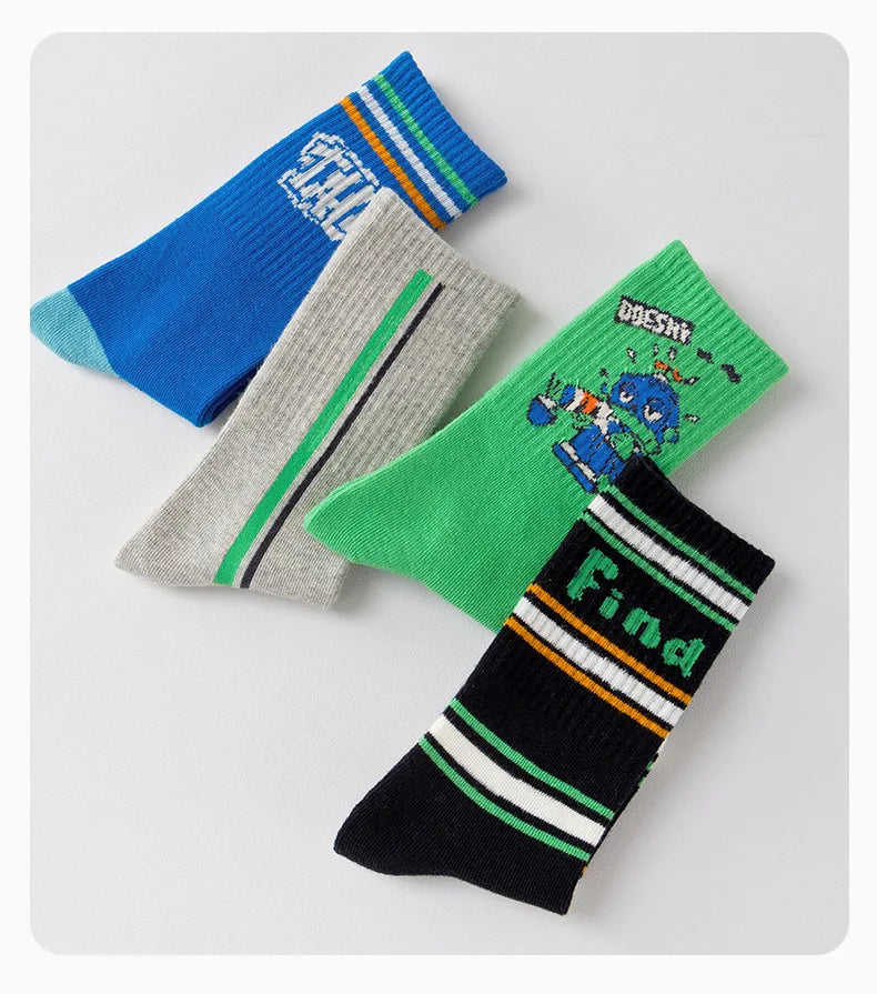 Kids Striped Athletic Knee Socks