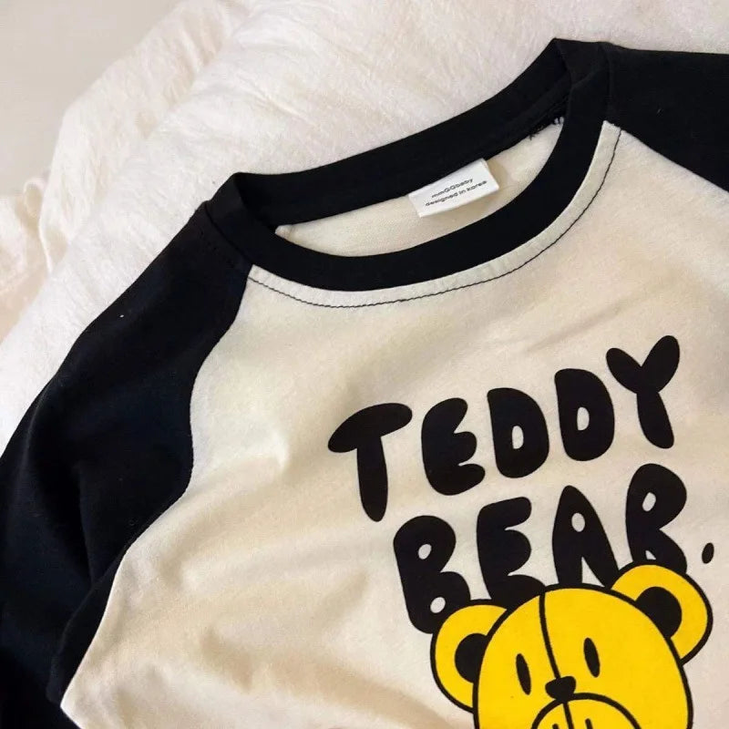 Kids Cartoon Patchwork Long Sleeve Tee