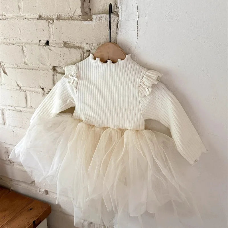 Kids Long Sleeve Mesh Princess Dress