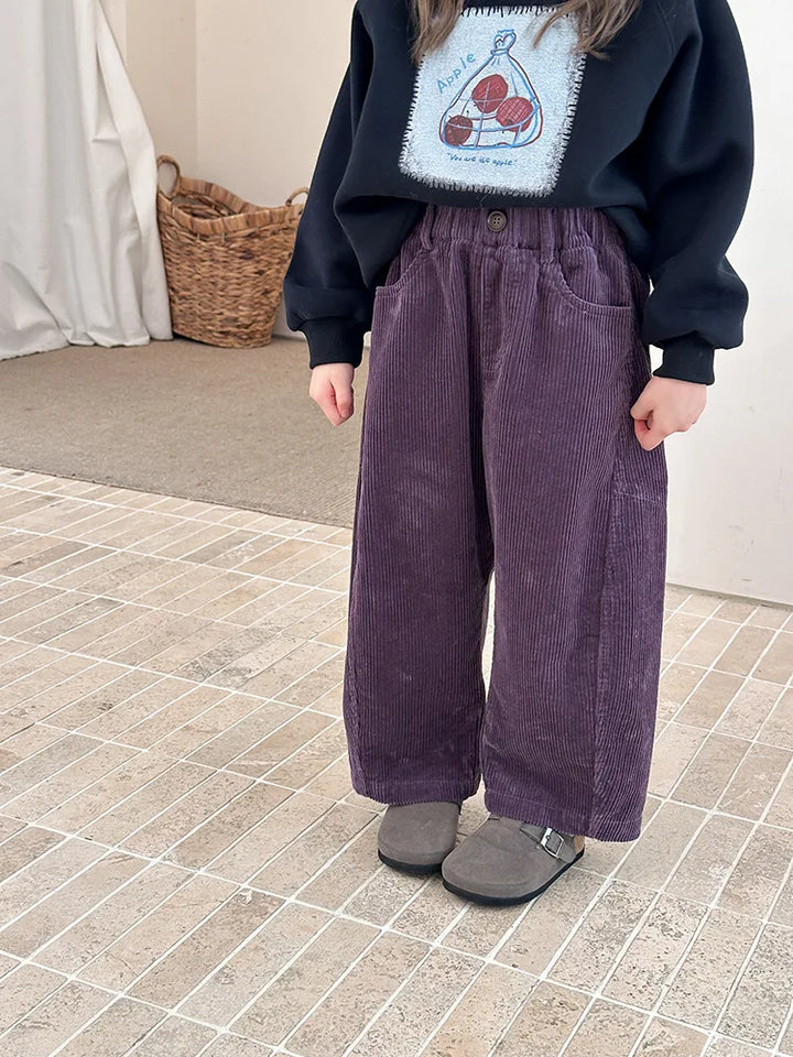 Kids Corduroy Wide Leg Pants
