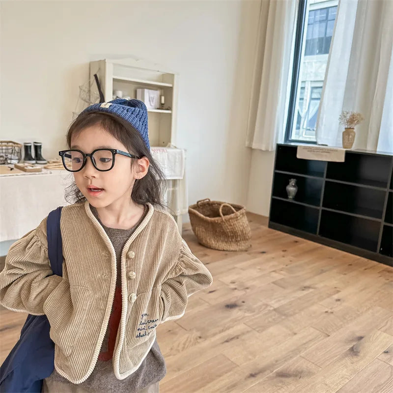 Kids Corduroy Puff Sleeve Jacket