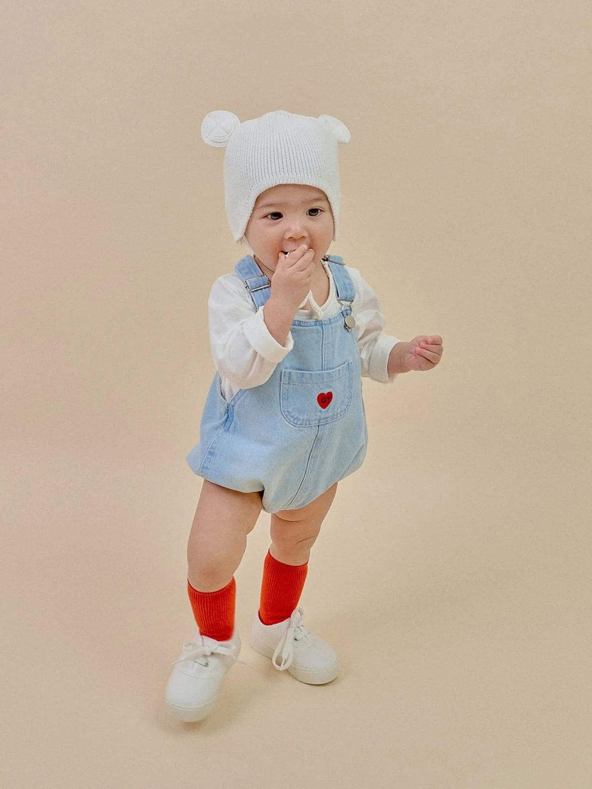 Kids Denim Strap Heart Romper