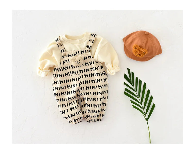 Cartoon Bear Stripe Baby Jumpsuit
