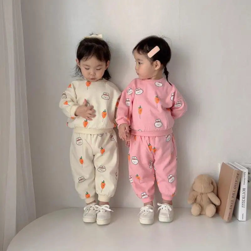 Two-Piece Set Kids Cartoon Sweatshirt and Pants