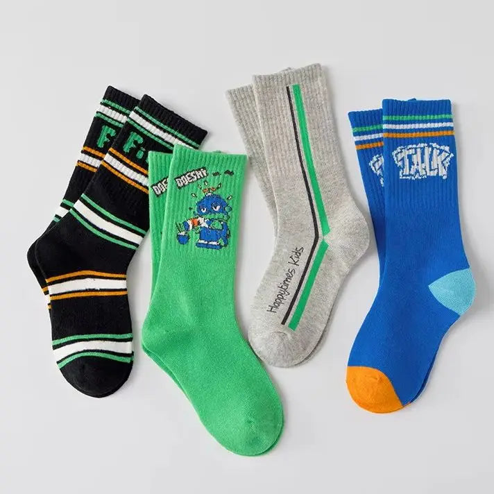 Kids Striped Athletic Knee Socks