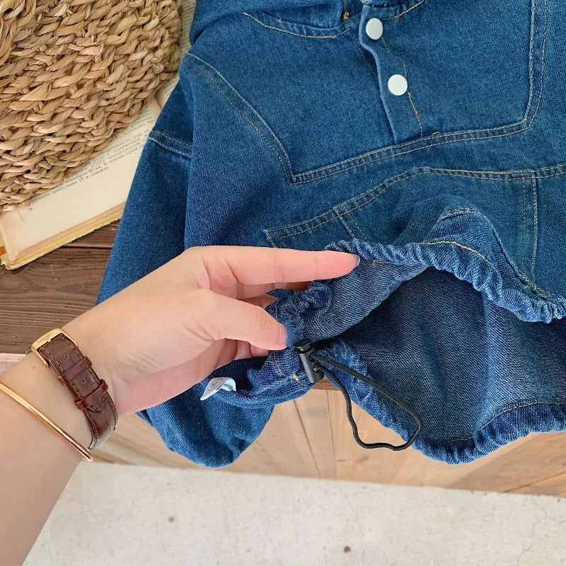 Kids Cotton Denim Hooded Suit