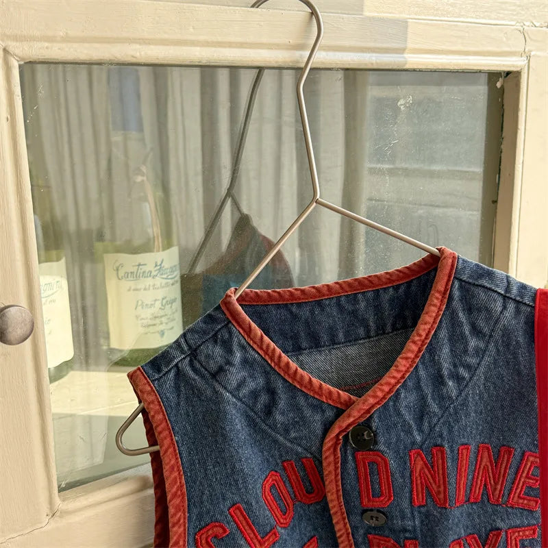 Cloud Nine Embroidery Denim Vest