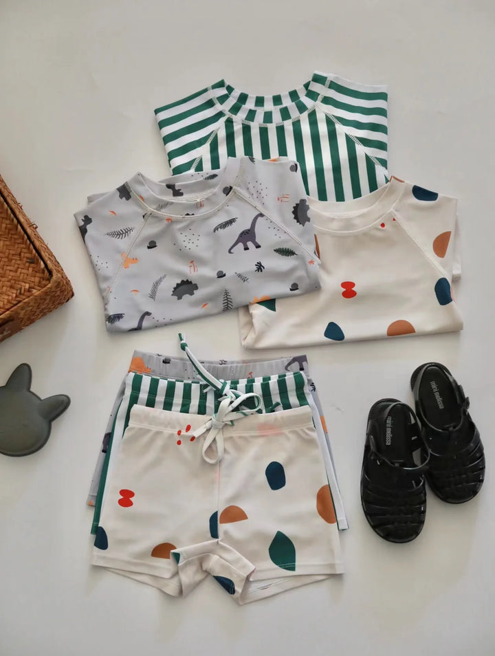 Two-Piece Set Kids Swim Top and Shorts