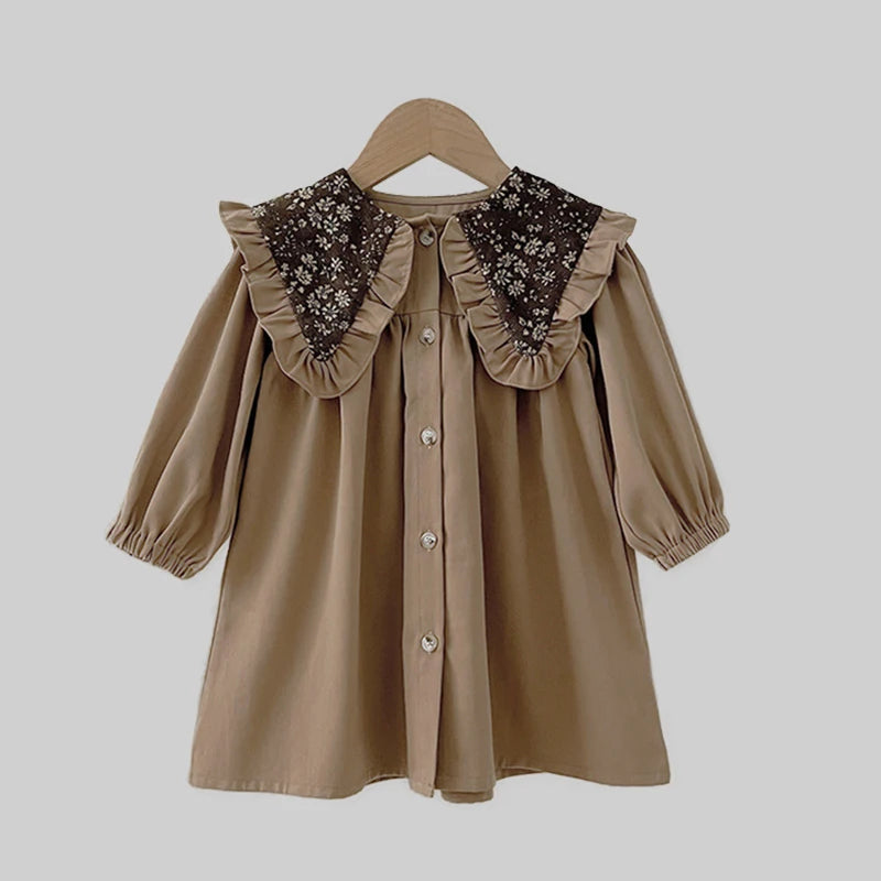 Kids Brown Long Sleeve Princess Dress