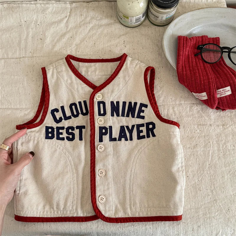 Cloud Nine Embroidery Denim Vest