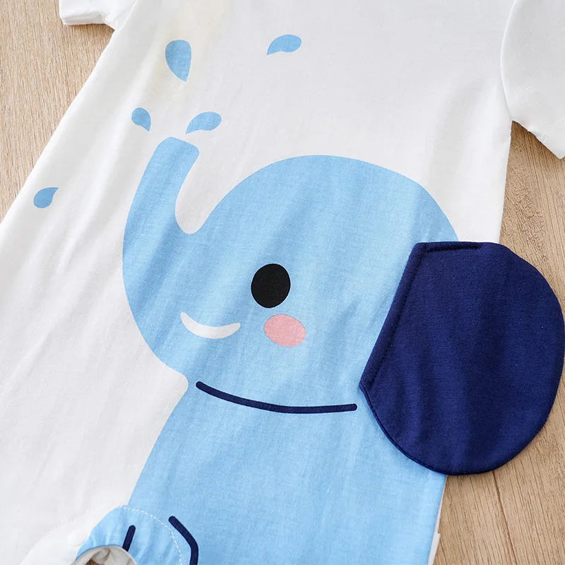 Cotton Elephant Print Baby Romper