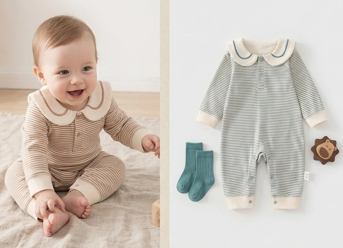 Cotton Sailor Stripe Baby Romper