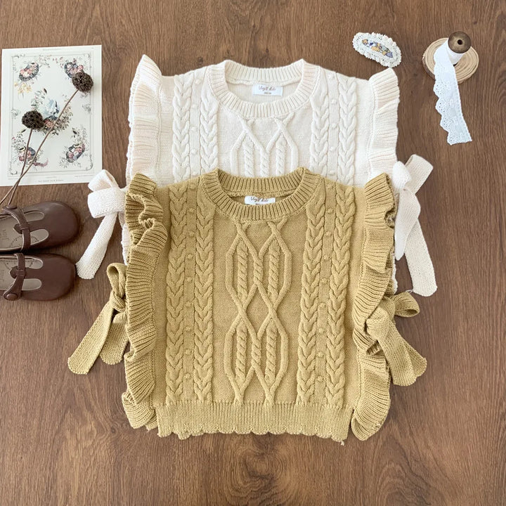 Kids Knit Ruffle Bow Vest