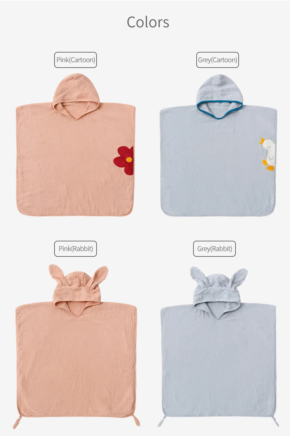 Muslin Cotton Baby Hooded Bath Towel