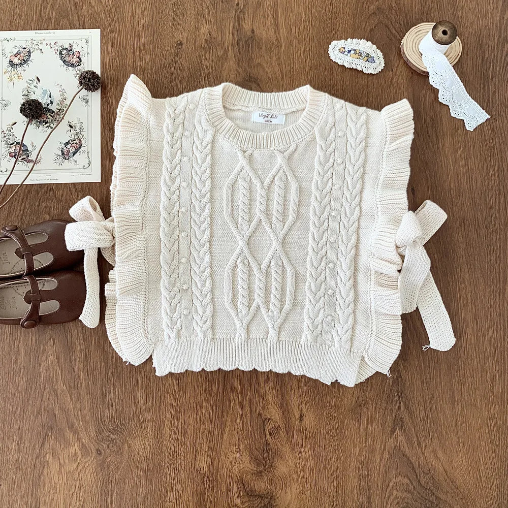 Kids Knit Ruffle Bow Vest
