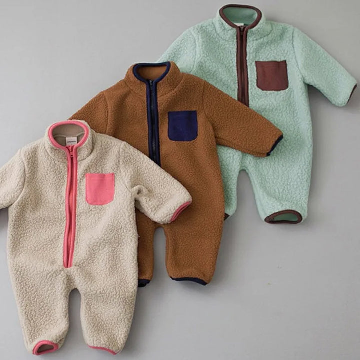 Kids Lamb Fleece Zip Romper