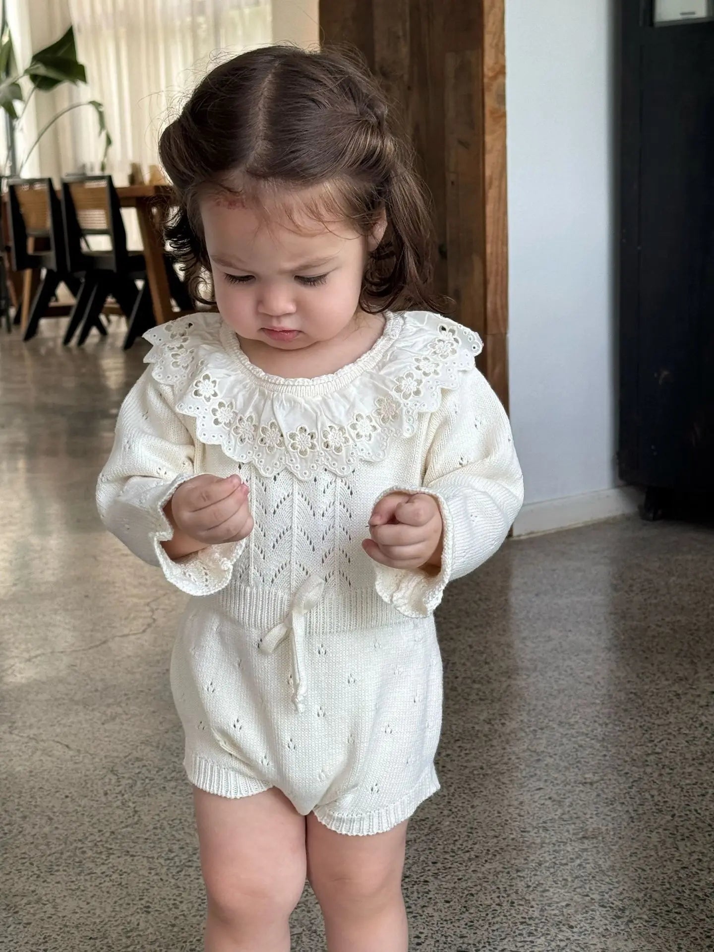 Kids Knit Lace Collar Bodysuit